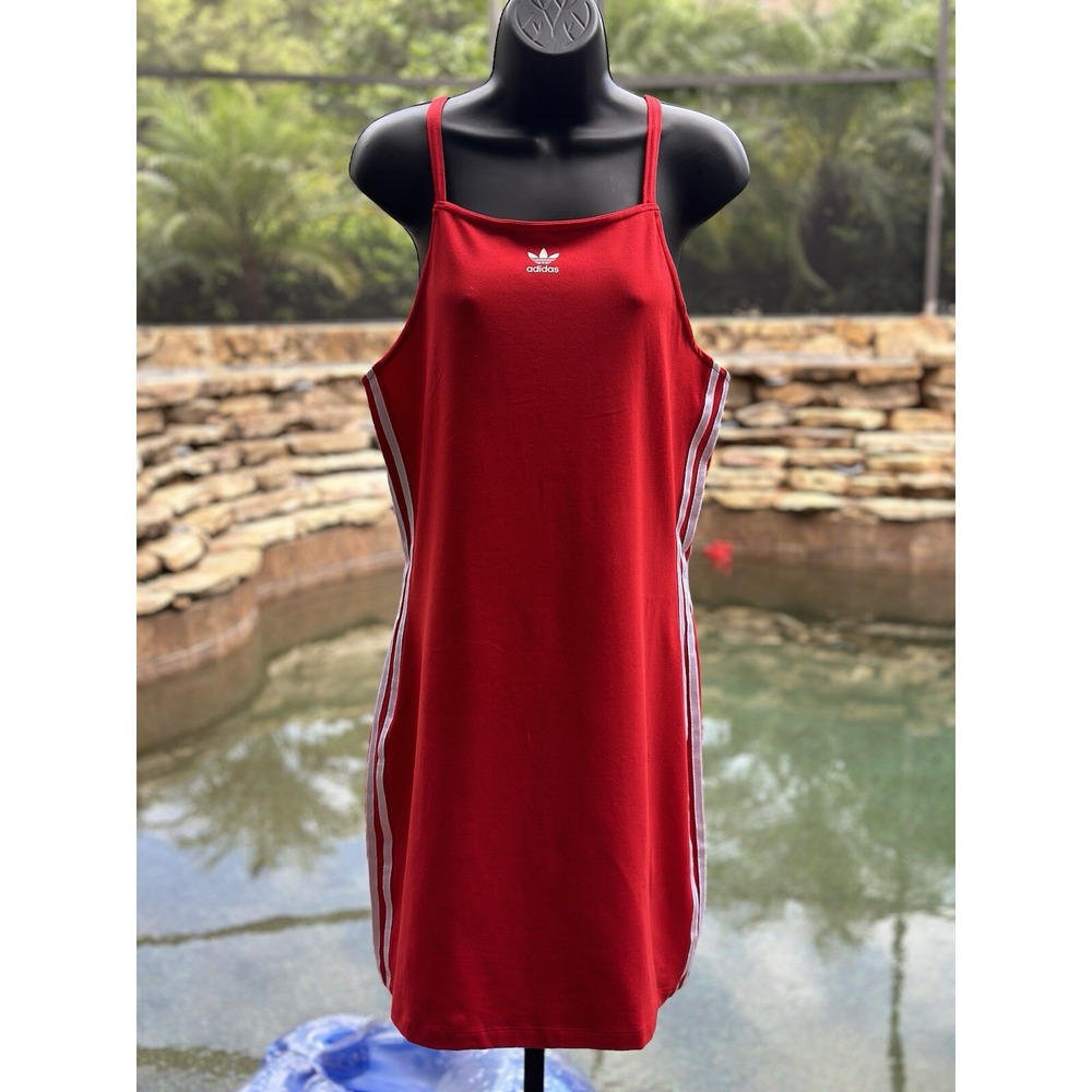 Adidas Women's 3-Stripes Athletic Mini Dress Red XL Sportswear IR8128
